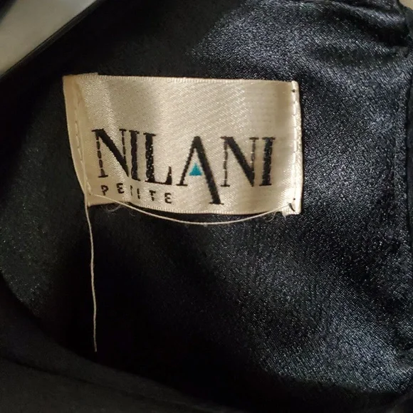 Vintage Nilani Black Long Sleeve Satin Blouse with Beaded Bows Sz 2 - Picture 4 of 12